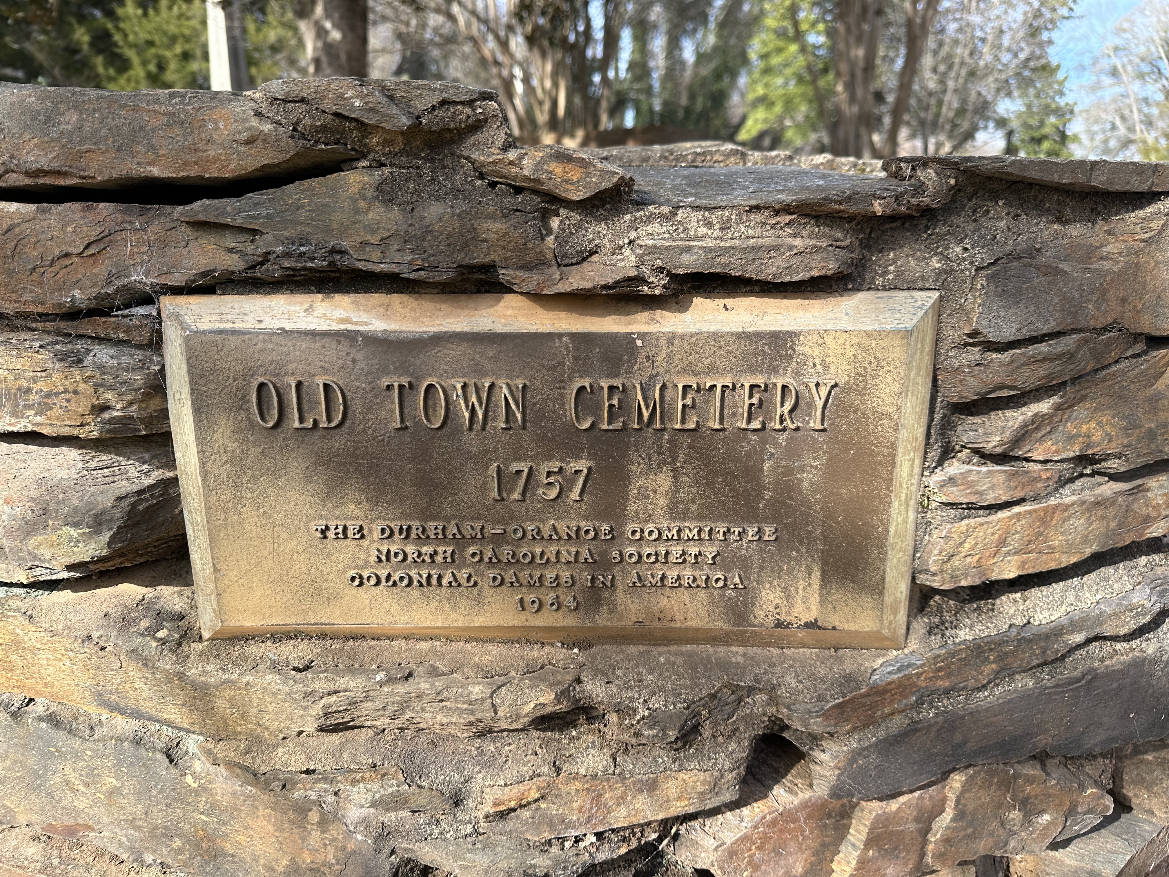 Old Town Cemetery marker in Hillsborough