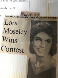 Lora Moseley wins contest Lora Moseley news paper clipping